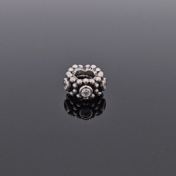 Pandora 925 Sterling Silver Clear Crystal Her Majesty Spacer Charm Bead - Picture 1 of 6